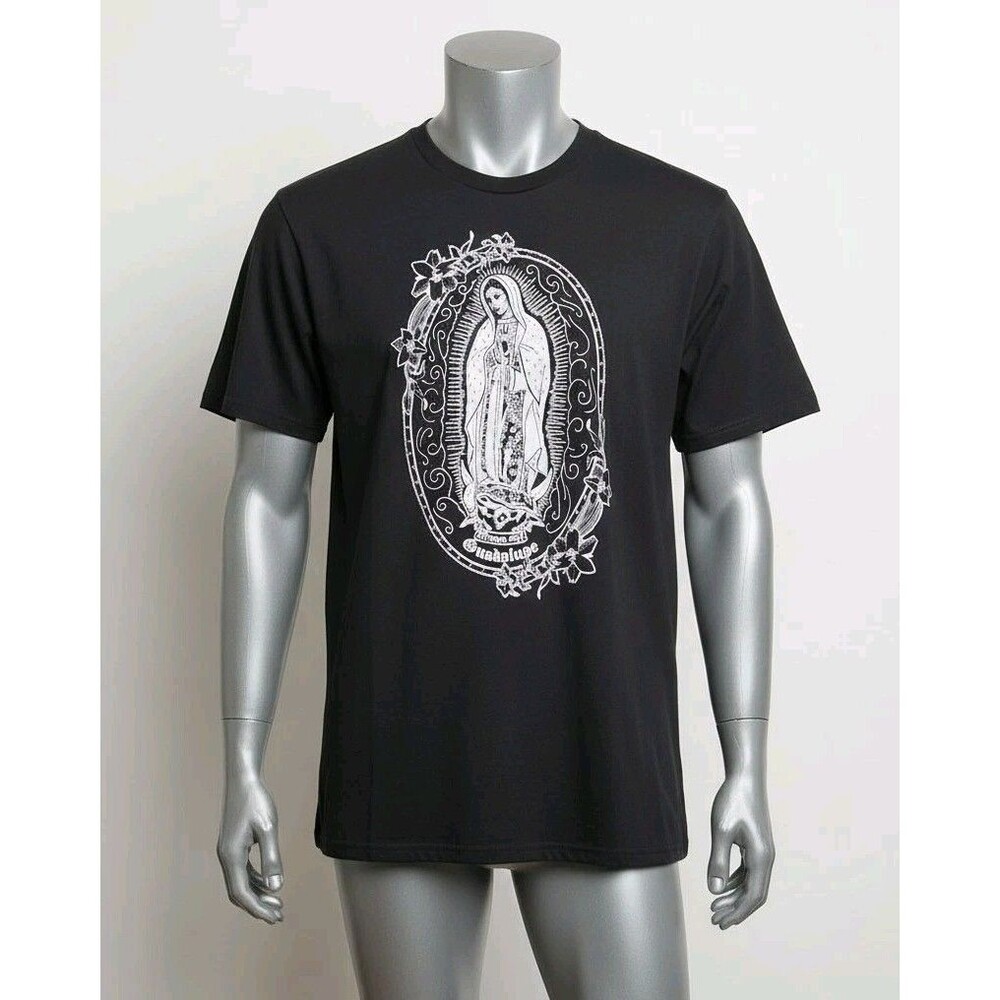 Monteeth Z Virgen De Guadalupe Graphic T-Shirt Black Organic Cotton NWT Size [X]